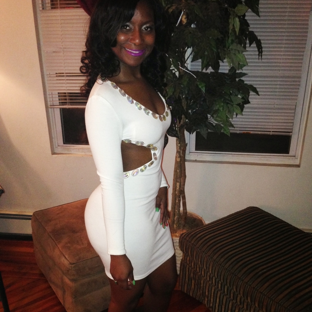 Long sleeve off white dress